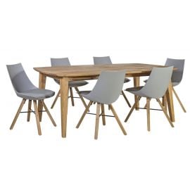 Ретро обеденный комплект Home4You, стол + 6 стульев, 190x90x75 см, Натуральный (K199212) | Наборы для столовой | prof.lv Viss Online