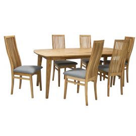 Home4You Retro Dining Room Set, Table + 6 Chairs, 190x90x74cm, Natural (K19921) | Dining room sets | prof.lv Viss Online