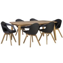 Ретро обеденный комплект Home4You, стол + 6 стульев, 190x90x75 см, Натуральный (K199214) | Наборы для столовой | prof.lv Viss Online