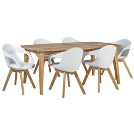 Home4You Retro Dining Room Set, Table + 6 Chairs, 190x90x75cm, Natural (K199213) | Dining room sets | prof.lv Viss Online