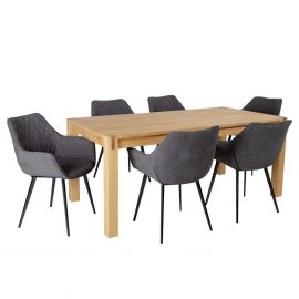 Home4You Chicago Dining Room Set, Table + 6 Chairs, 180x90x76cm, Black (K840016) | Dining room sets | prof.lv Viss Online