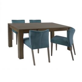 Home4You Turin Dining Room Set, Table + 4 Chairs, 165x90x75cm, Green, Natural (K269012) | Dining room sets | prof.lv Viss Online