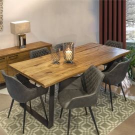 Комплект для столовой Home4You Rotterdam, Стол + 6 стульев, 220x100x75см, Натуральный (K181122) | Наборы для столовой | prof.lv Viss Online