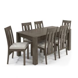 Home4You Turin Dining Room Set, Table + 6 Chairs, 165x90x75cm, Natural (K26903) | Dining room sets | prof.lv Viss Online