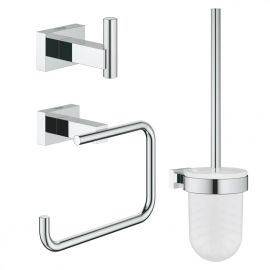 Grohe Essentials Cube City 3-in-1 Accessory Set, Chrome, 40757001 | Bathroom hooks and hangers | prof.lv Viss Online