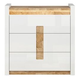 Black Red White Alameda Chest of Drawers, 97x41x96.5cm, White, Oak (S420-KOM3S-BIP/DWM/BIP) | Commodes | prof.lv Viss Online