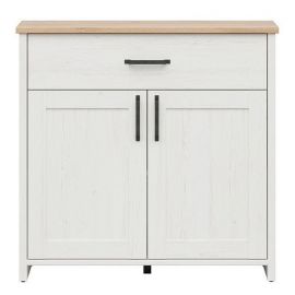 Black Red White Loksa Chest of Drawers, 101.5x36.5x98.5cm, Grey, Oak (S455-KOM2D1S-APW) | Commodes | prof.lv Viss Online