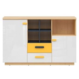 Wesker Chest of Drawers, 150x40.5x97cm, White, Yellow (S464-KOM2D2S-DANA/UG/BIP/ZO) | Commodes | prof.lv Viss Online