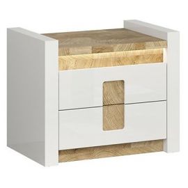 Black Red White Alameda Nightstand, 62x41.5x51.5cm, White, Oak (S420-KOM2S-BIP/DWM/BIP) | Bedside tables | prof.lv Viss Online