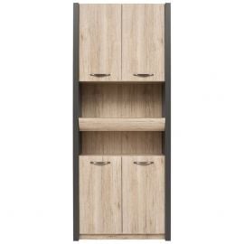 Black Red White Executive Shelf, 80x36x218.5cm, Oak (S340-REG4D1S/22/9-SZW/DSAJ) | Bedroom furniture | prof.lv Viss Online