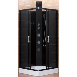 Vento Liguria 90x90cm H=225cm ZS-9805 Square Shower Enclosure with Tray Black (44504) | Shower cabines | prof.lv Viss Online