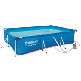 Бассейн Bestway Steel Pro с каркасом с водным фильтром 300x201x66 см сине-белый (56411) | Отдых для детей | prof.lv Viss Online