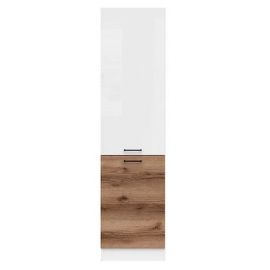 Junona Line Freestanding Wardrobe 50x57.5x195.5cm White/Dark Oak (K24-D2D/50/195_P-BI/BIP/DDC) | Kitchen cabinets | prof.lv Viss Online
