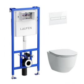 Laufen Pro 4-In-1 Комплект монтажной рамы встроенный унитаз с мягким закрытием, белый (KK PRO SLIM WH) | Система инсталляции для подвесного унитаза (комплекты) | prof.lv Viss Online