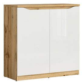 Black Red White Nuis Chest of Drawers 90x39.5x91.5cm, Oak/White | Living room furniture | prof.lv Viss Online