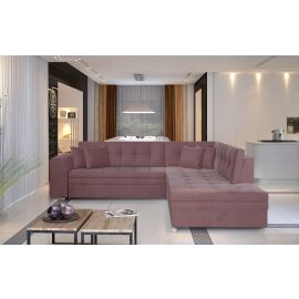 Eltap Pieretta MatVelvet Corner Pull-Out Sofa 58x260x80cm, Pink (Prt_29) | Corner couches | prof.lv Viss Online