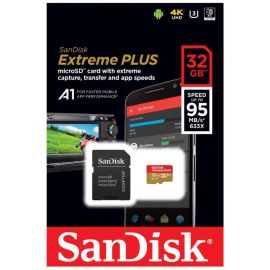 SanDisk SDSQXBG-032G-GN6MA Micro SD Memory Card 32GB, 90MB/s, With SD Adapter Red/Gold | Memory cards | prof.lv Viss Online