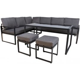 Home4You Leipzig Furniture Set, Table + Sofa + 2 Chairs, Grey, Black (77682) | Outdoor furniture sets | prof.lv Viss Online
