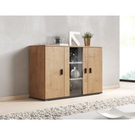 Шкаф Halmar Soho S7, 120x41x80 см, дуб/черный (CAMA-SOHO-KOMODA S-7 DALE/CZ) | Мебель для гостиной | prof.lv Viss Online