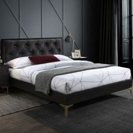 Home4You Poem Double Bed 160x200cm, Without Mattress, Dark Grey | Double beds | prof.lv Viss Online