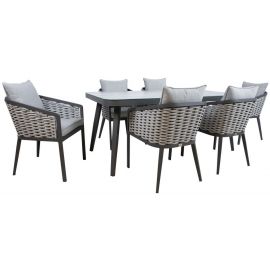 Комплект мебели Home4You Marie, стол + 6 стульев, серый (K13683) | Комплекты садовой мебели | prof.lv Viss Online