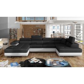 Eltap Rodrigo Pull-Out U-Shaped Sofa 202x345x90cm Right Corner Black/White (Rod_06) | Corner couches | prof.lv Viss Online