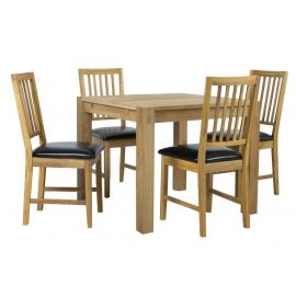 Комплект для столовой Home4You Chicago, Стол + 4 стула, 90x90x76см, Дуб (K84027) | Наборы для столовой | prof.lv Viss Online