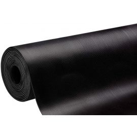 Gumijas paklājs ar līnijām 3mm, 1.2x10m, melns | Gumijas grīdas segumi | prof.lv Viss Online