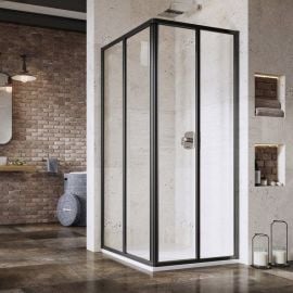 Ravak Supernova 90cm H=195cm SRV2-90 S Square Shower Enclosure Pearl Black (1 side) (14V703O211) | Receive immediately | prof.lv Viss Online