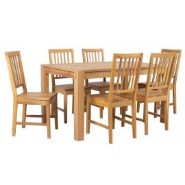 Home4You Chicago Dining Room Set, Table + 6 chairs, 140x90x76cm, Oak (K840291) | Dining room sets | prof.lv Viss Online
