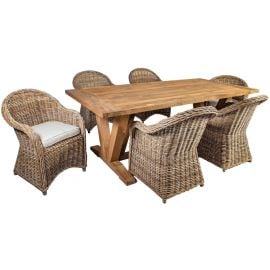 Dārza Mēbeļu Komplekts Home4you Katalina, Galds + 6 krēsli, Ozols/Brūns (K42054) | Outdoor furniture sets | prof.lv Viss Online