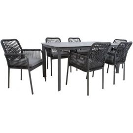 Home4You Hela Furniture Set, Table + 6 Chairs, Grey (K211893) | Outdoor furniture sets | prof.lv Viss Online