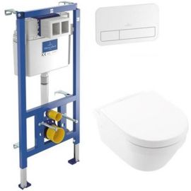 Villeroy & Boch Architectura Installation Frame Set, Wall-Hung Toilet Bowl with Horizontal (90°) Outlet, Soft Close (GB11ARCHKOMBIDF1) | Built-in wc frames and buttons | prof.lv Viss Online