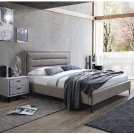 Двуспальная кровать Home4You Celine 160x200 см с матрасом, бежевая (K2886) | Kровати | prof.lv Viss Online