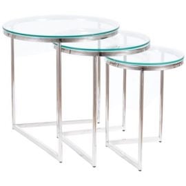 Стеклянный кофейный столик Signal Trinity, 55x56x56 см, серебристый (TRINITYS) | Signal | prof.lv Viss Online