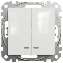 Schneider Electric Sedna Design Выключатель двойной с индикатором, белый (SDD111105L) | Розетки и выключатели скрытого монтажа | prof.lv Viss Online