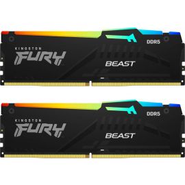 Operatīvā Atmiņa Kingston Fury Beast RGB DDR5 32GB CL40 Melna | Datoru komponentes | prof.lv Viss Online