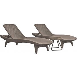 Keter Pacific Set With Table Sun Lounger 197x74x40.4cm, Beige (17201591) | Sun loungers | prof.lv Viss Online