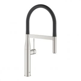 Grohe Essence Professional Kitchen Sink Mixer with Pull-Out Spray, Supersteel/Matte Black (30294DC0) | Kitchen mixers | prof.lv Viss Online