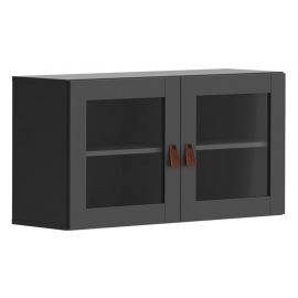 Black Red White Modeo Display Cabinet, 33x100x52cm, Grey (S499-SFW/100/50/30_6-GF/GF) | Display cabinets | prof.lv Viss Online