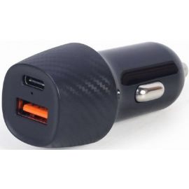 Gembird TA-U2QC3-CAR-02 USB + USB Type-C Car Charger 3A, Black | Phone car chargers | prof.lv Viss Online