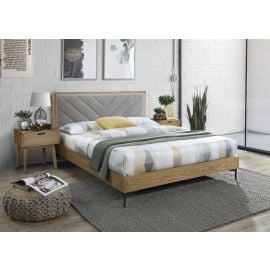 Halmar Margarita Divan Bed 160x200cm, Without Mattress, Grey/Oak | Double beds | prof.lv Viss Online