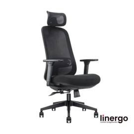 Biroja Krēsls Linergo Bjarg Ergo, 53x56x130cm, Melns (33-2134-MM) | Linergo | prof.lv Viss Online