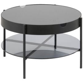 Stikla Kafijas Galdiņš Home4you Tipton, 75x75x45cm, Melns/ Caurspīdīgs (AC80388) | Stikla galdi | prof.lv Viss Online