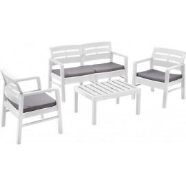 Комплект мебели Home4You Ява, стол + диван + 2 кресла, белый, серый (105404) | Комплекты садовой мебели | prof.lv Viss Online