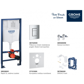Grohe Rapid SL 38528001 Concealed Toilet Cistern Frame with Chrome Button (38827000) | Toilets | prof.lv Viss Online