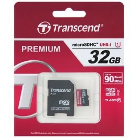 Transcend GUSDU1 Micro SD Memory Card 90MB/s, With SD Adapter Black/Red | Data carriers | prof.lv Viss Online