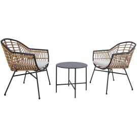 Комплект мебели Home4You Lunde, стол + 2 стула, коричневый, черный (77672) | Комплекты садовой мебели | prof.lv Viss Online