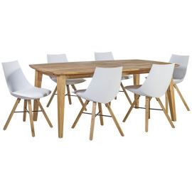 Home4You Retro Dining Room Set Table + 6 Chairs Brown/White (K199211) | Dining room sets | prof.lv Viss Online