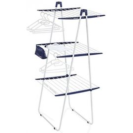 Leifheit Pegasus Tower 200 Deluxe Wall-Mounted Clothes Airer White/Blue (1081437) | Prefabricated tumble dryers | prof.lv Viss Online